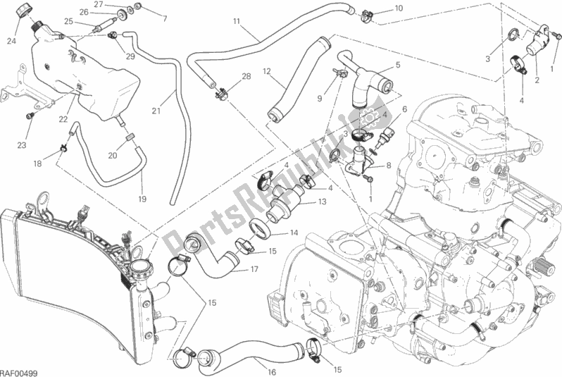 Toutes les pièces pour le Système De Refroidissement du Ducati Monster 821 Dark USA 2015